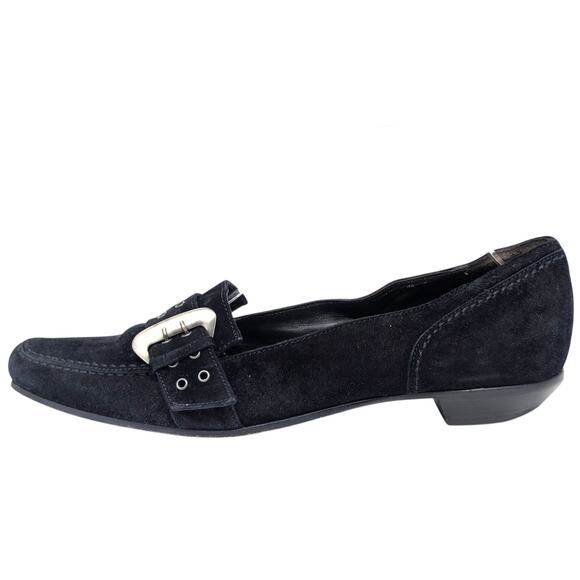 Attilio Giusti Leombruni Black Suede Buckle Loafers Women’s Size 39 Italy - Picture 3 of 7